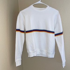 Brandy Melville Striped White Crewneck